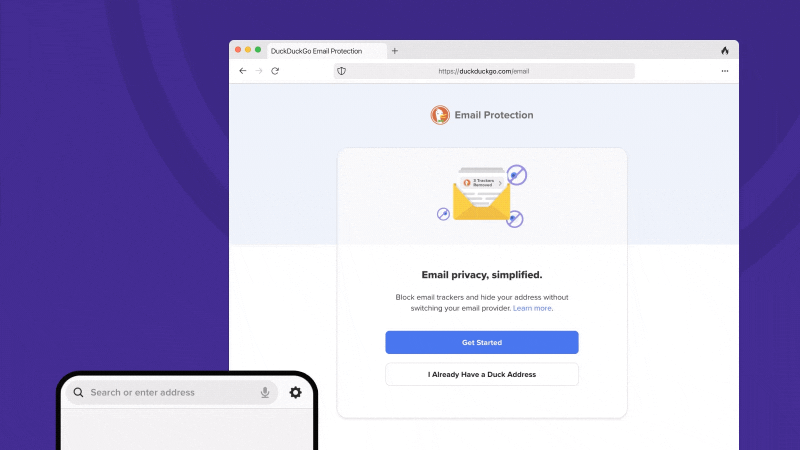 A GIF showing you how to sign up for DuckDuckGo Email Protection