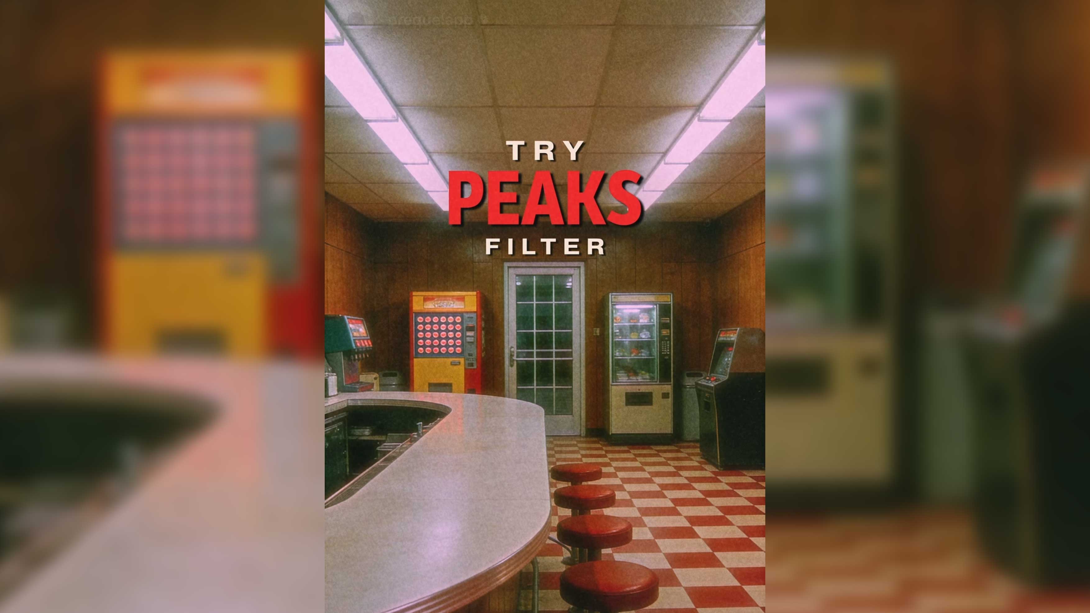 Retro diner scene promoting a Twin Peaks-inspired photo filter