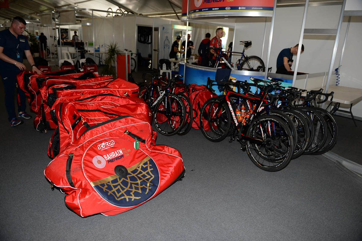 The Bahrain-Merida bikes are set up for the riders
