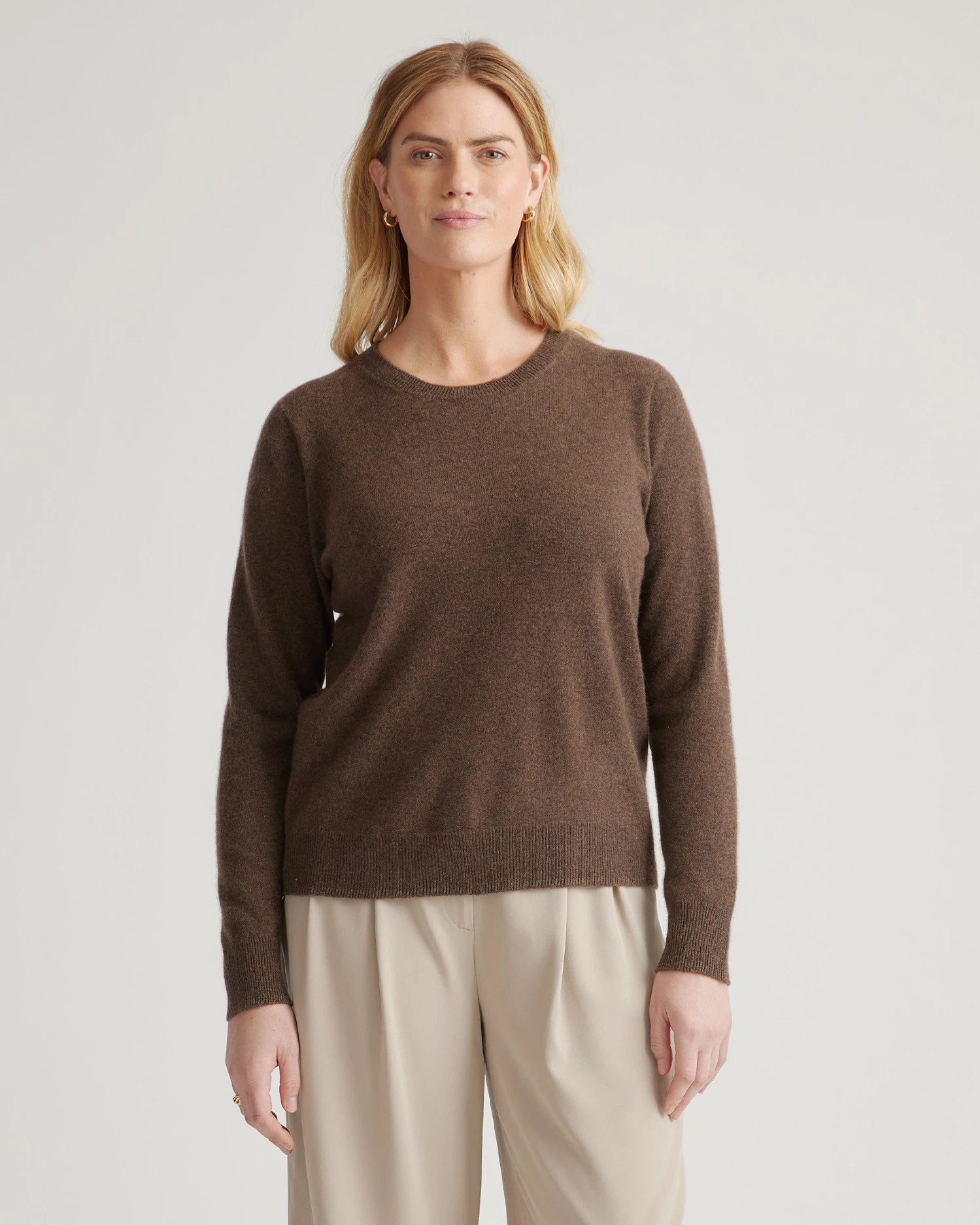 Mongolian Cashmere Crewneck Jumper in Brown, Size Xs