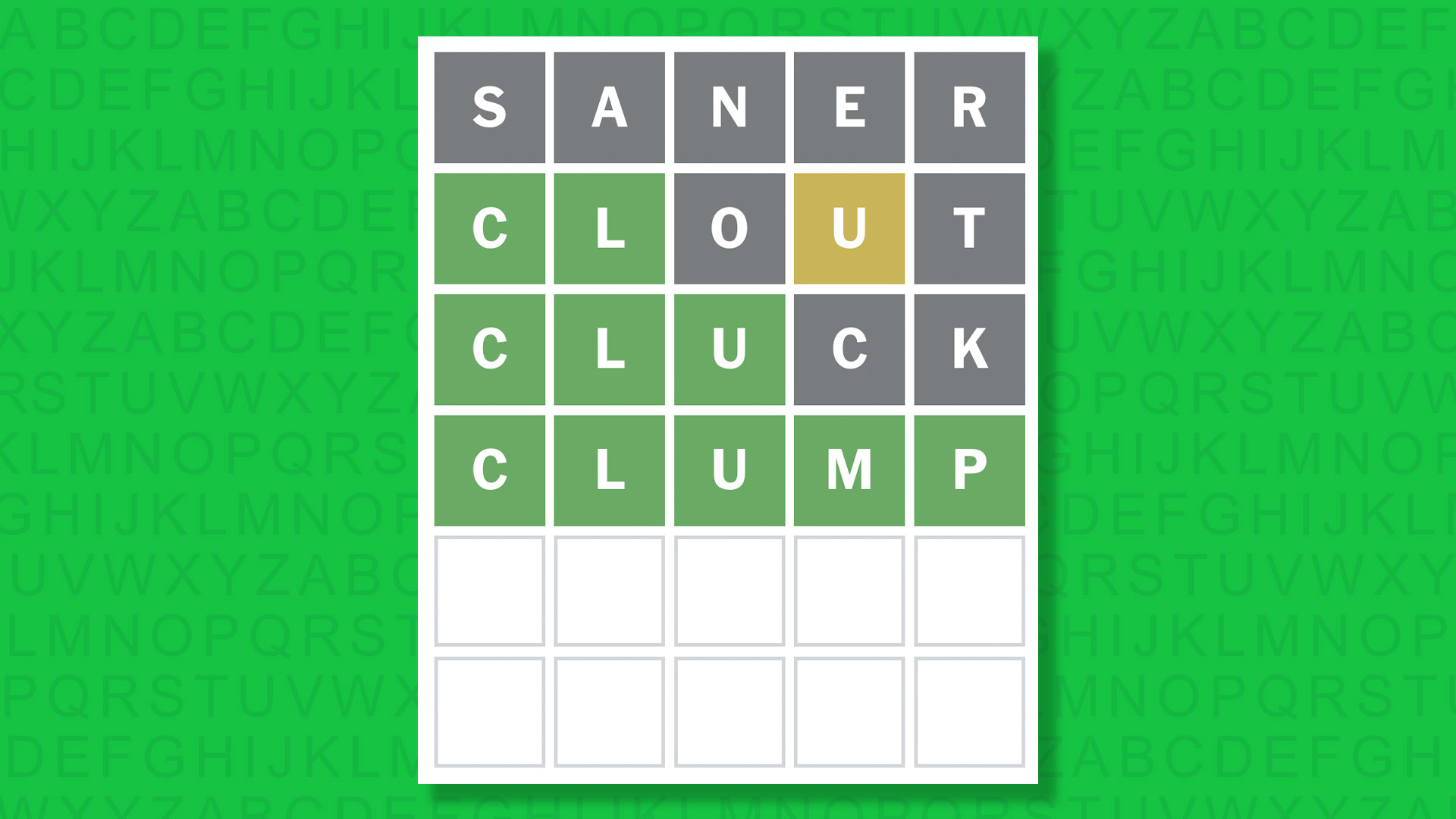 NYT Wordle answer for game 1767 on a green background