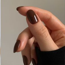 A chocolate brown manicure