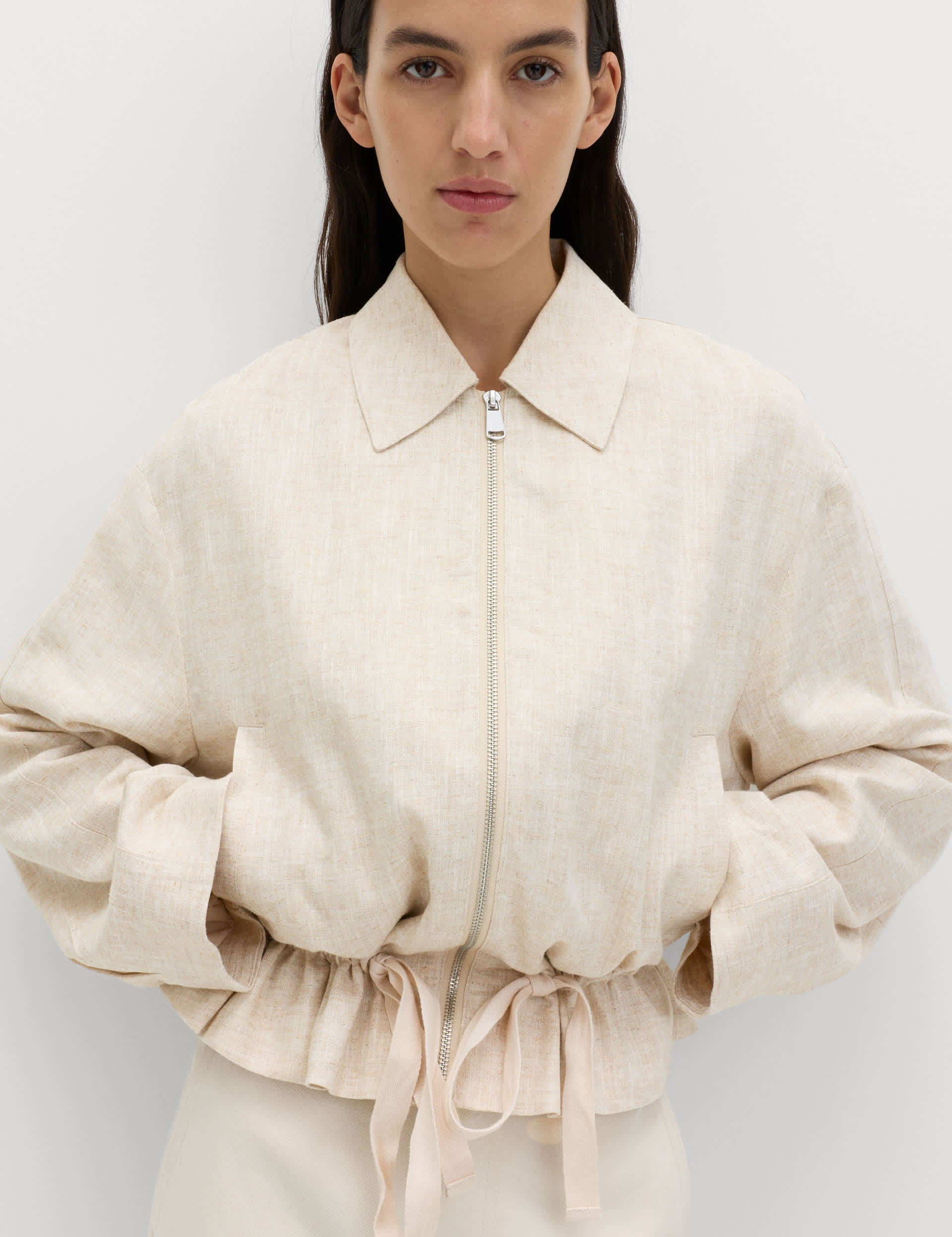 Linen Blend Lightweight Harrington Jacket