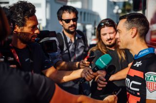 Richie Porte faces the media before the start of the 2018 Vuelta a Espana.