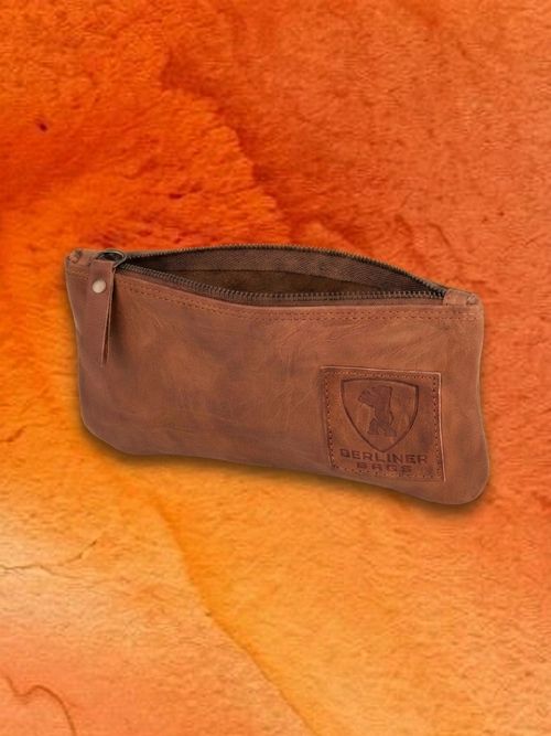 Berliner Bags Vintage Leather Pencil Case, Pen Pouch for Work and University or for Tobacco, for Men and Women - Brown