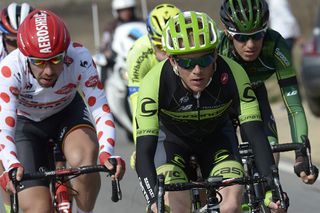 Andrew Talansky (Cannondale Garmin) and polka dot jersey holder Thomas De Gendt (Lotto Soudal) in the breakaway