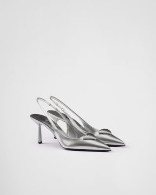 Metallic Leather Slingback Pumps