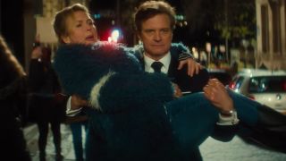 Colin Firth carries a pregnant Renee Zellweger in Bridget Jones's Baby.