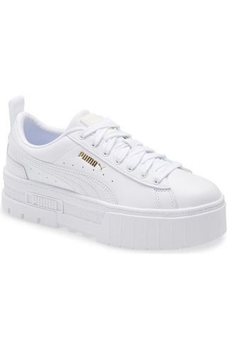 white lace-up platform sneakers by Puma