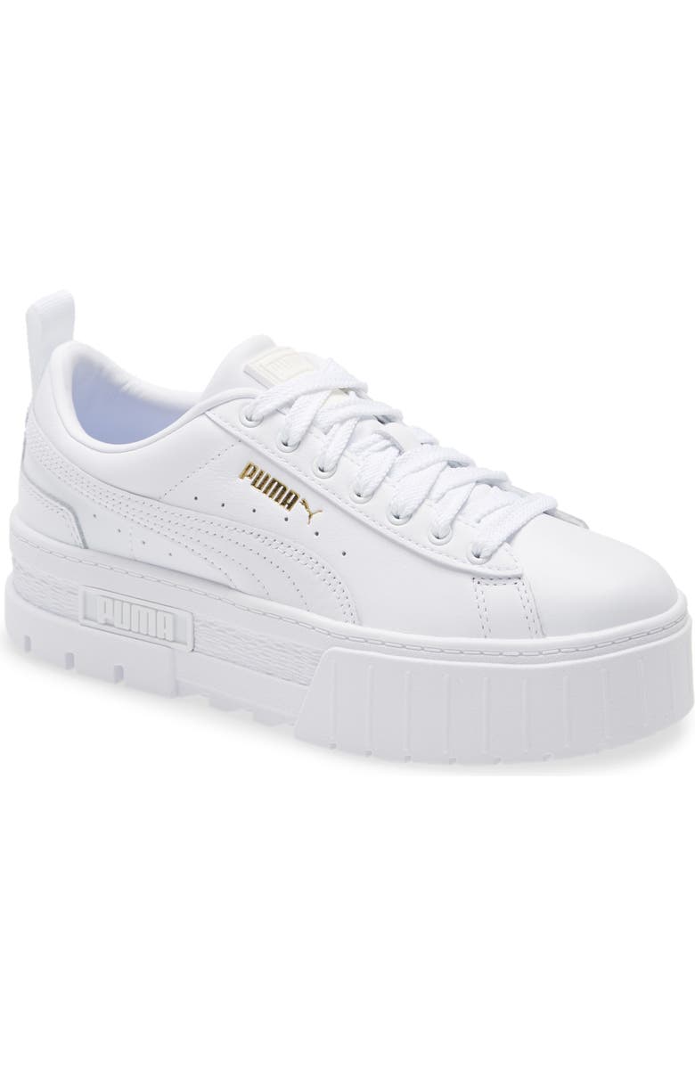 white lace-up platform sneakers by Puma