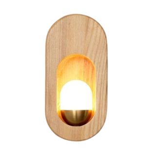 Lingcmp Simple Modern Nordic Wall Sconce Wooden Indoor Home Decoration Wall Mounted Lights Headboard Wall Lamp Small Wood Lighting Fixture for Bedroom Hotel Corridor - G4 Socket, Oval