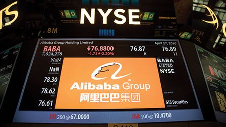 Alibaba signage at the New York Stock Exchange