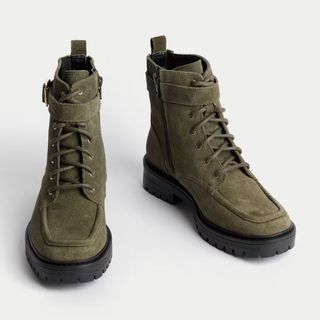 Khaki lace up boots