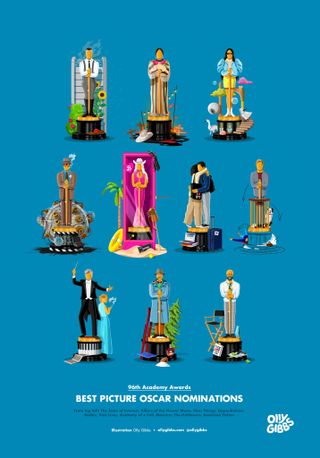 Olly Gibbs Oscars nominees illustration