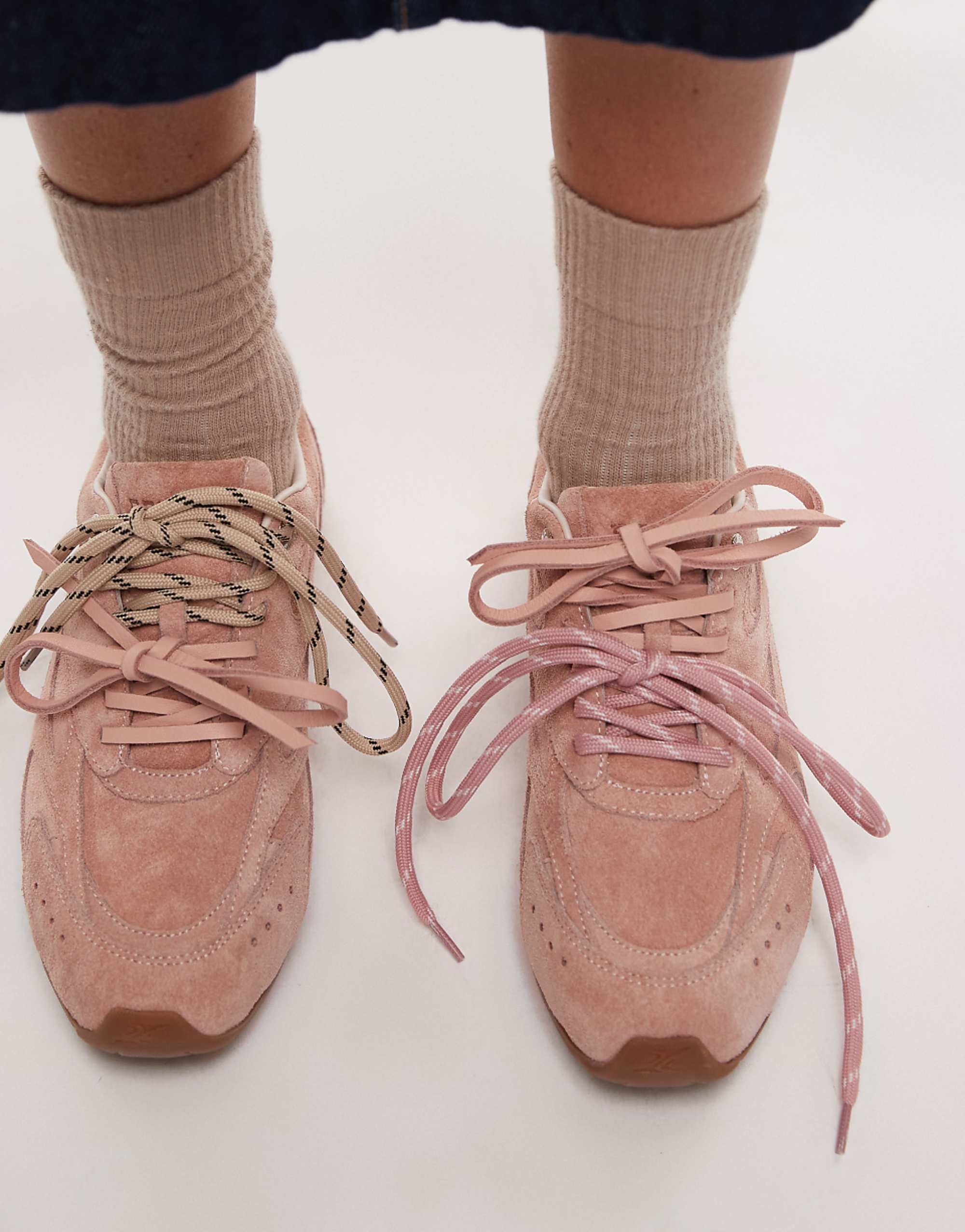 Bronx Myr-Aa Lace Up Trainers in Baby Pink Suede