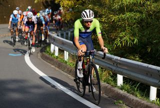 Slovenias Tadej Pogacar makes an attack in a breakaway group during the mens cycling road race of the Tokyo 2020 Olympic Games finishing at the Fuji International Speedway in Oyama Japan on July 24 2021 Photo by Tim de Waele POOL AFP Photo by TIM DE WAELEPOOLAFP via Getty Images