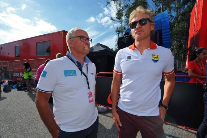 Giuseppe Martinelli, Astana manager, with Oleg Tinkov, Tinkoff-Saxo team owner