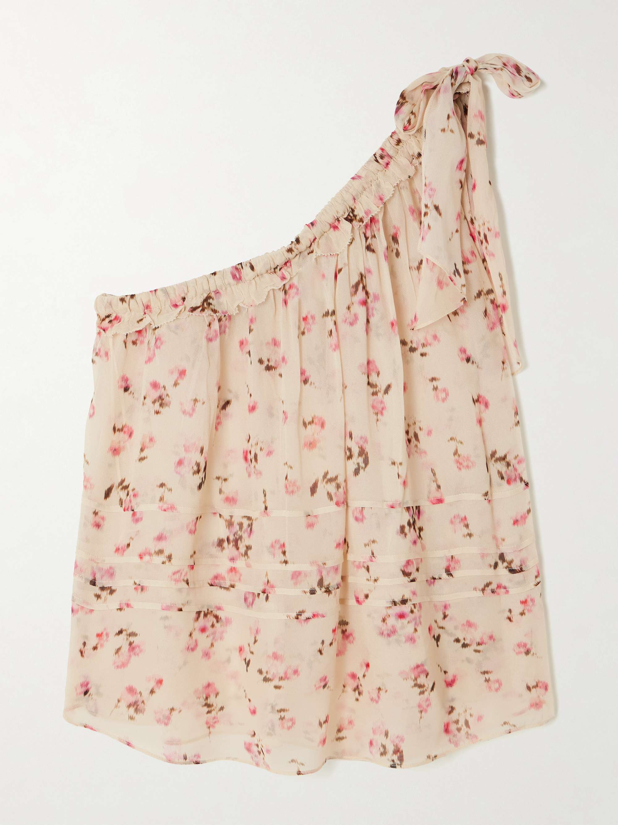 Loeva One-Shoulder Tie-Detailed Floral-Print Crepe De Chine Top