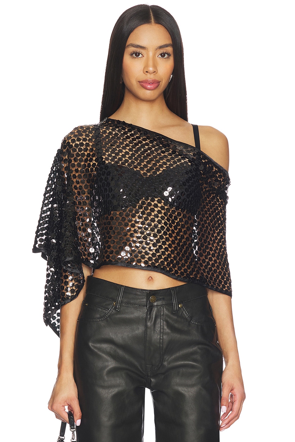 sequin cape top