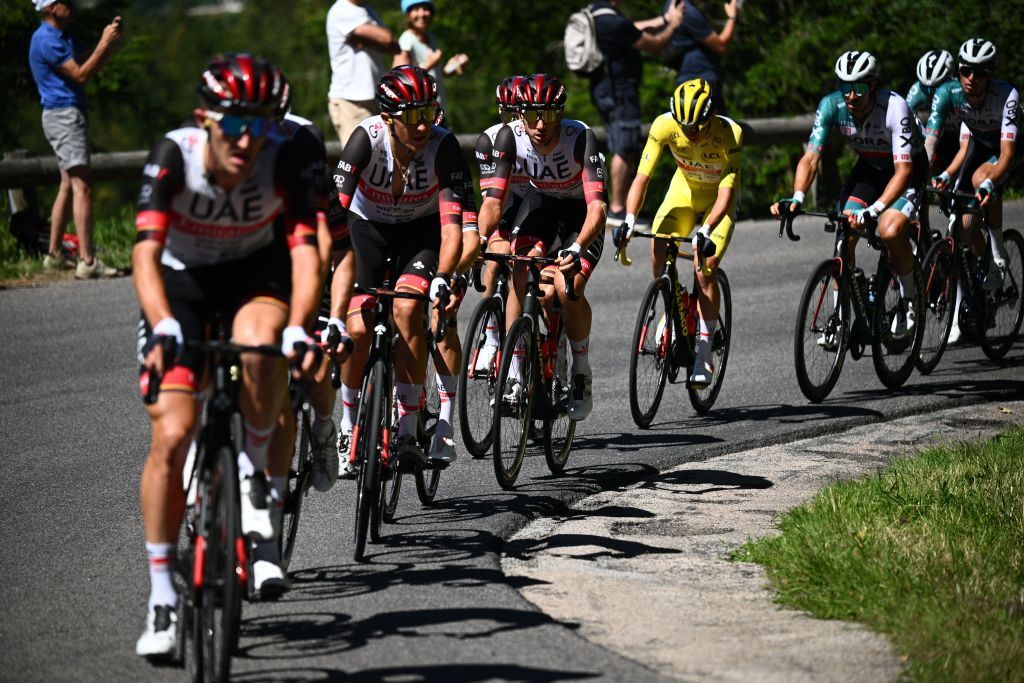 UAE Team Emirates working for Tadej Pogacar on stage 7 of the Tour de France