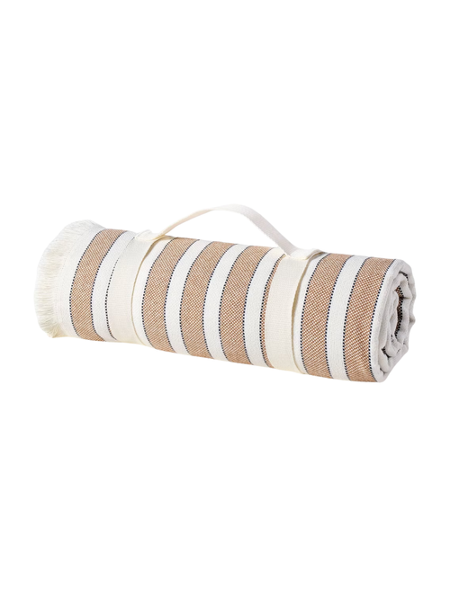Striped Picnic Blanket Toffee/Sour Cream