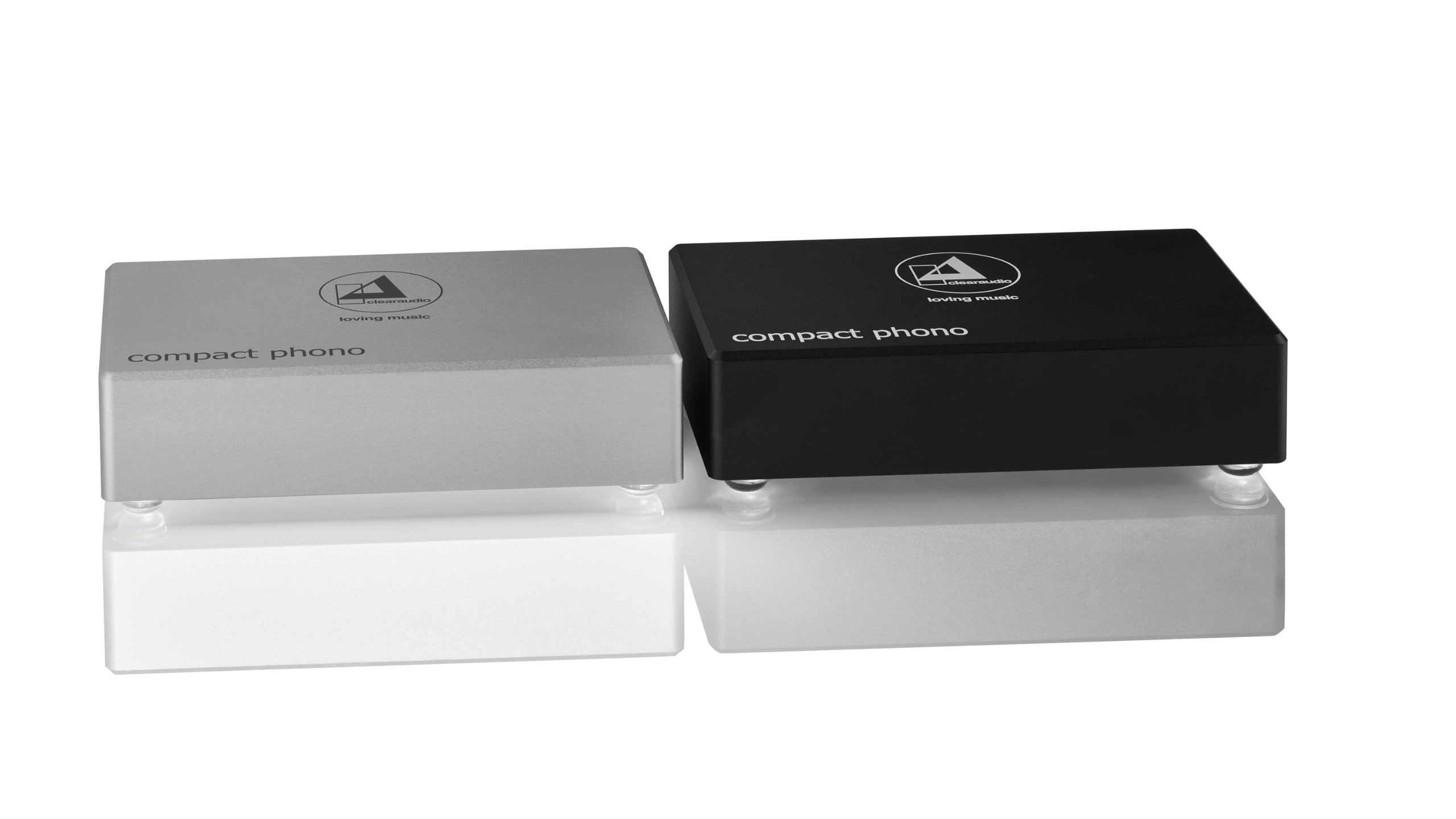 Clearaudio CompactPhono silver and black on white background