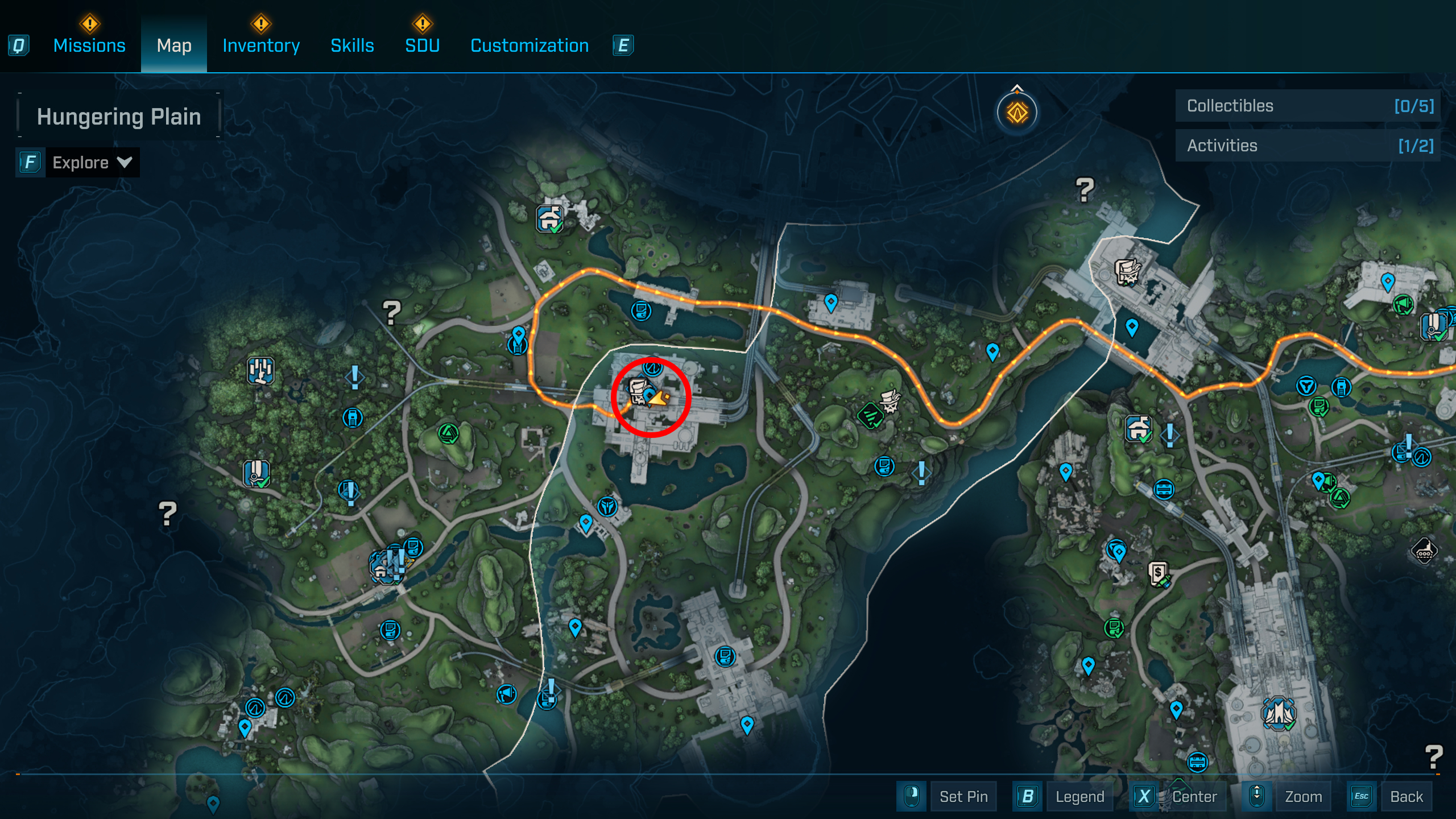 Borderlands 4 Aegon's Dream location: A map with a red circle highlighting the location of Horace's Oversight in the Fadefields.
