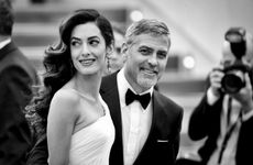 George and Amal Clooney in black and white