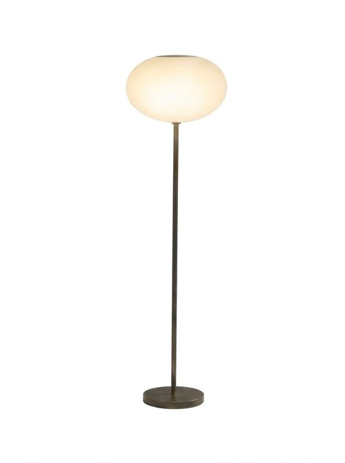 Outdoor Solar Floor Lamp with White Oval Shade