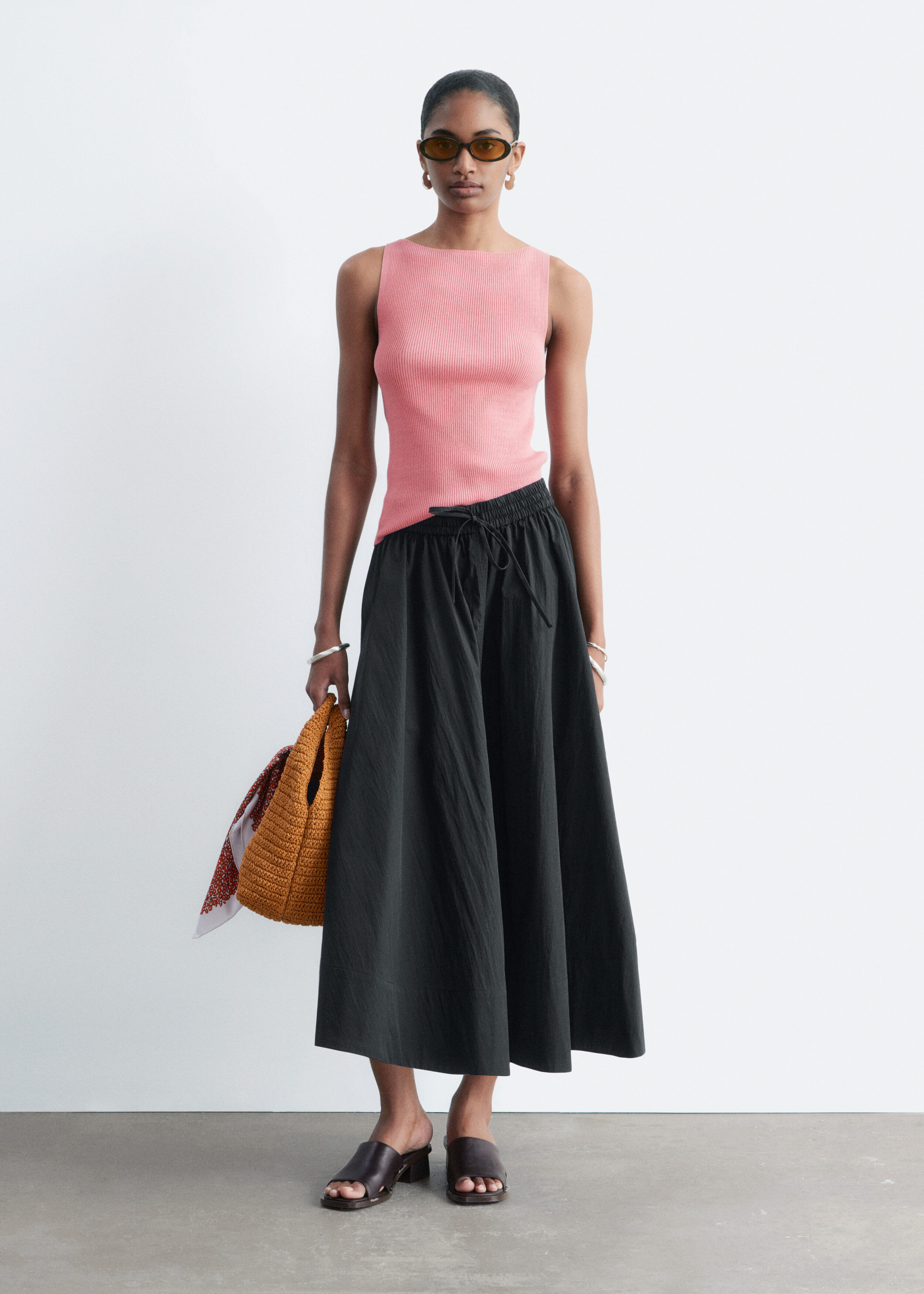 Gathered A-Line Maxi Skirt