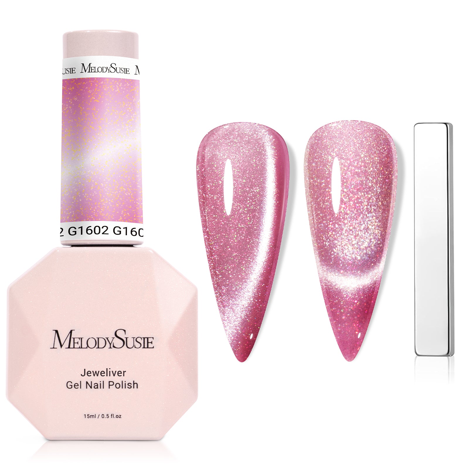 Jeweliver Cat Eye Hema-Free &amp;amp; Tpo-Free Gel Nail Polish 0.5 Fl Oz/15ml - Starry Pink 1602