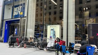 People in NYC camping out in line to get a new graphics card from best Buy