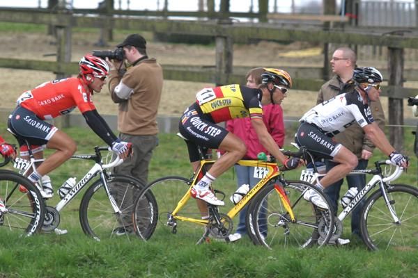 A trio of contenders - Fabian Cancellara, Tom Boonen and Stuart O'Grady.