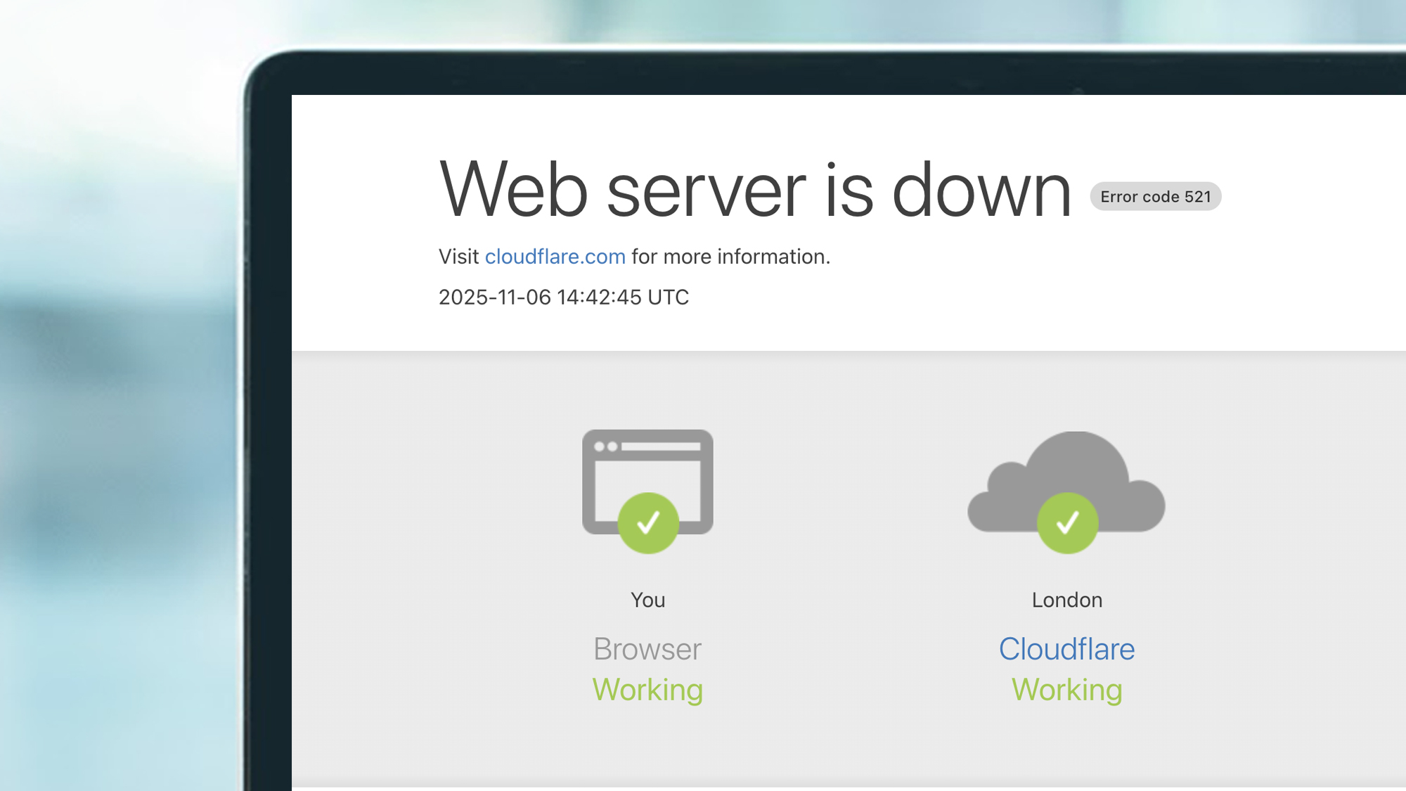 A laptop screen showing a &#039;web server is down&#039; messages on Letterboxd
