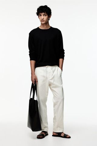 Regular Fit Linen-Blend Pants