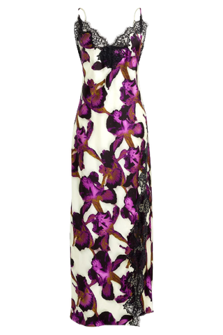 J.Crew Lace-Trim Slip Dress in Iris Floral Textured Satin