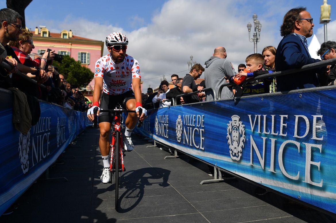 Thomas De Gendt in the polka dot jersey