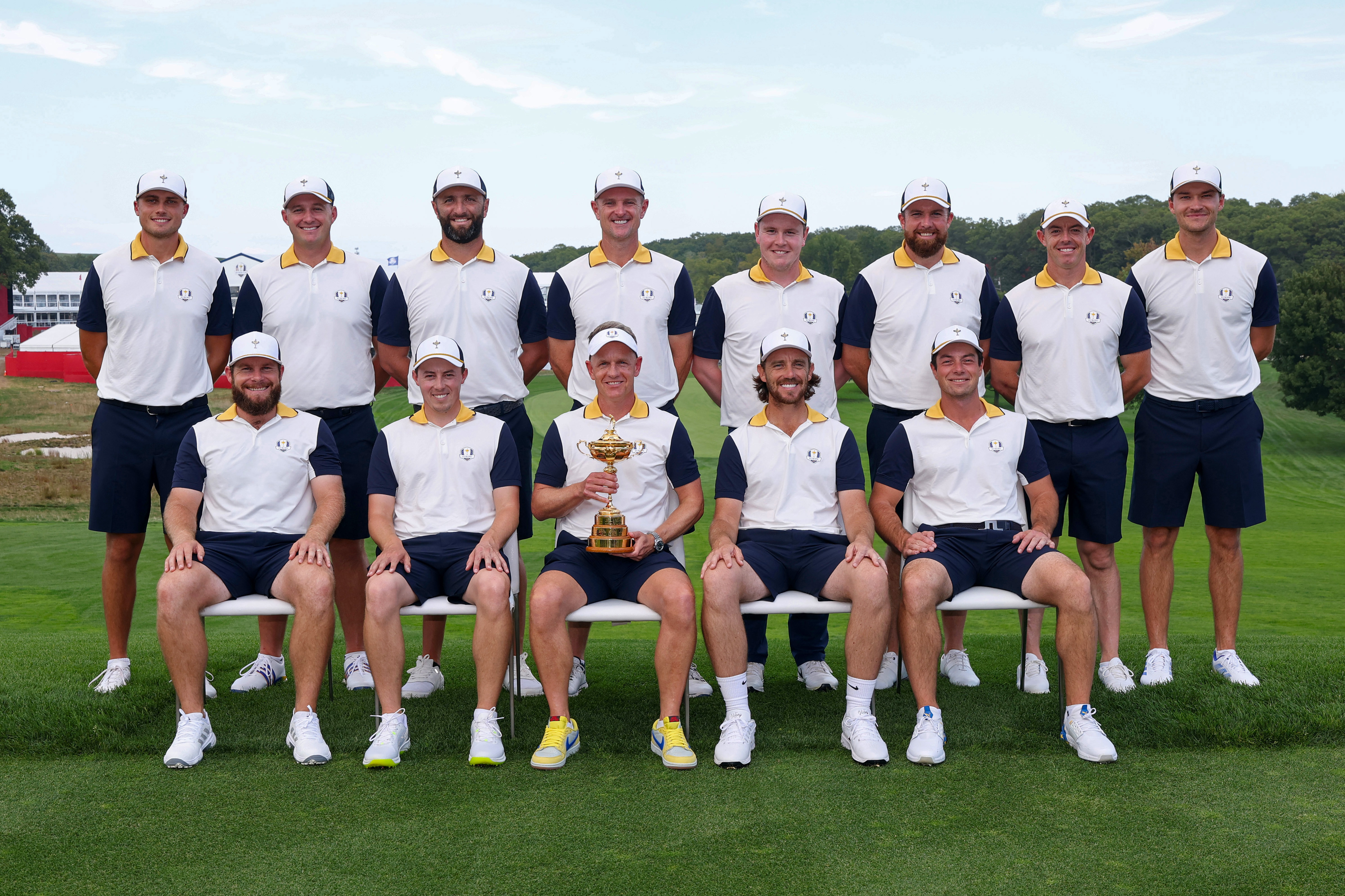 Team Europe pose for a team photo at Bethpage Black