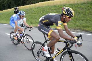Daniel Teklehaimanot leads an escape on stage four of the 2014 Tour de Suisse