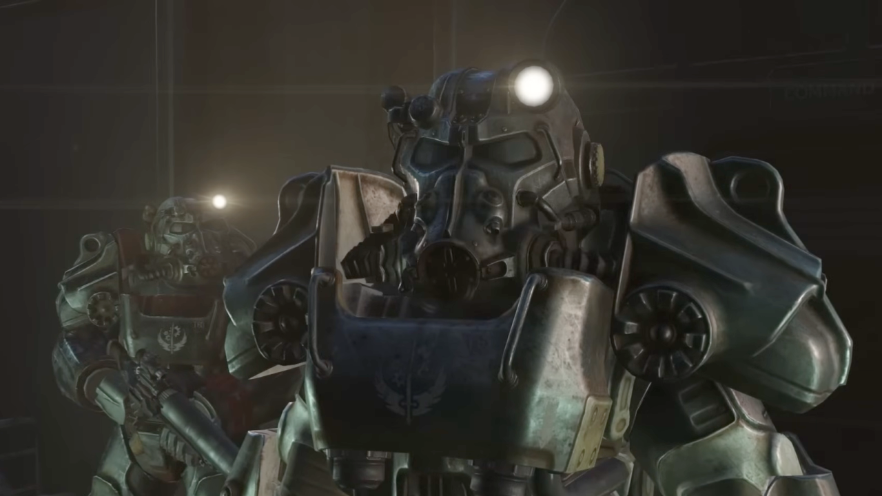 An armor suit in Fallout 4.