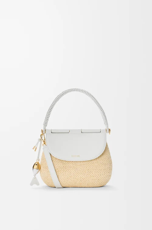 Medium Pescador Bag in Raffia and Calfskin