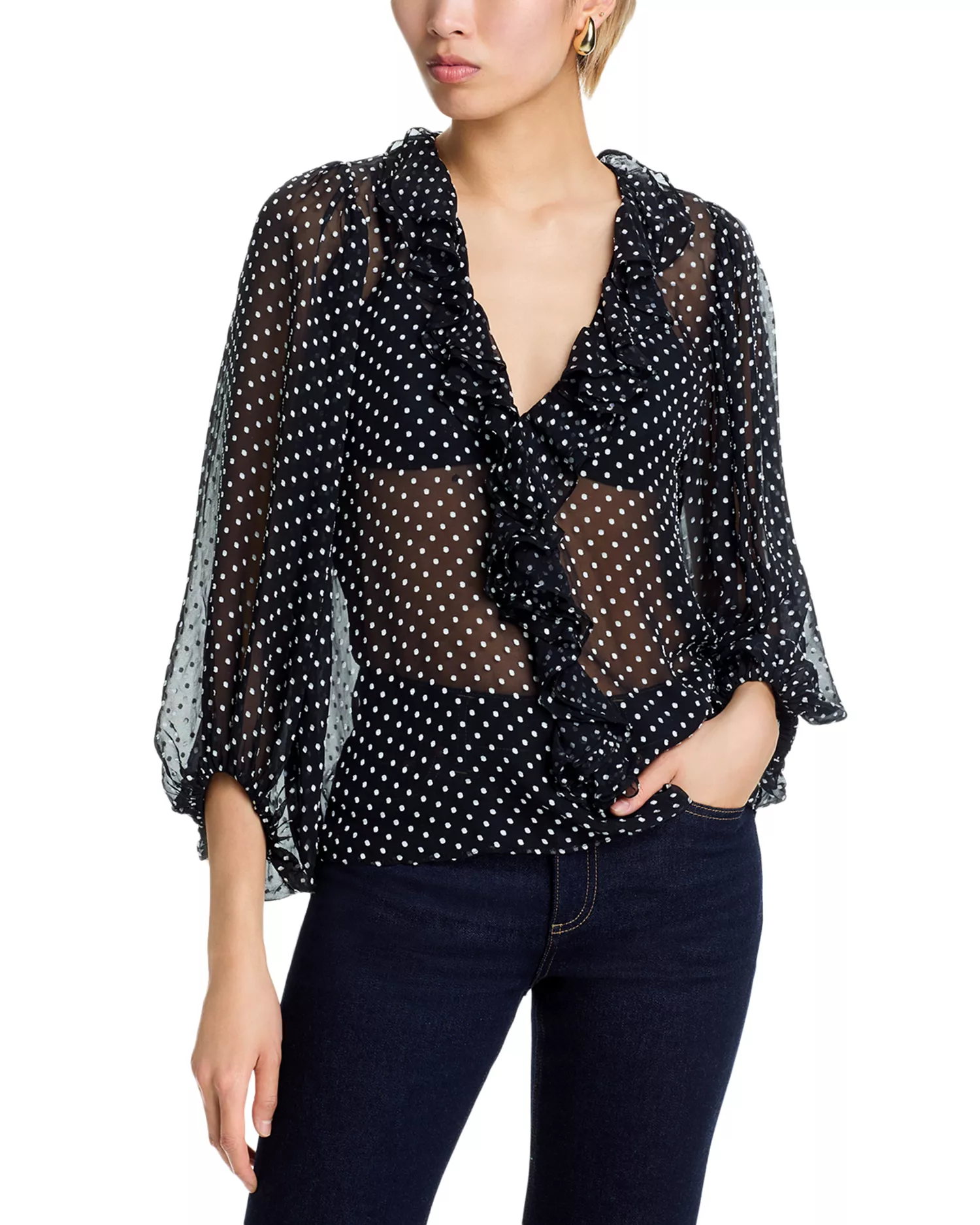 Betsie Polka Dot Print Top