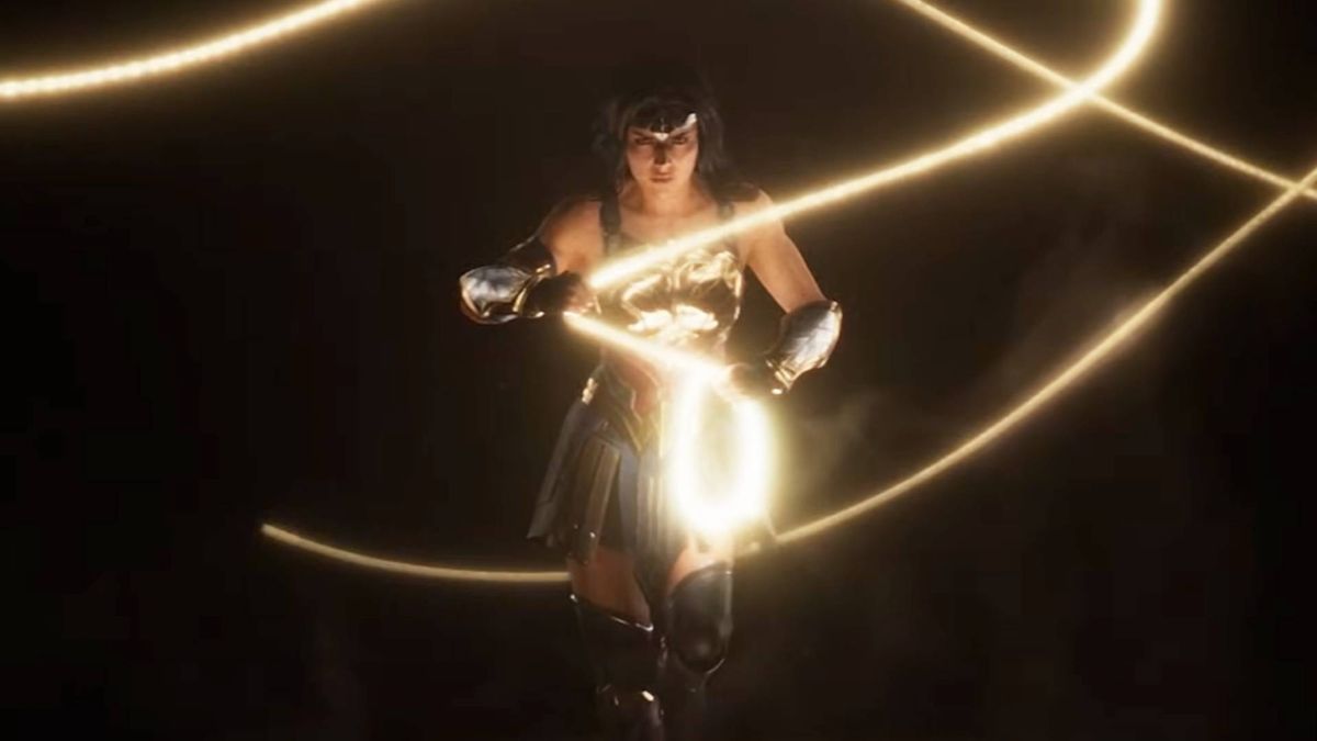 A zoomed-in and brightened screenshot of Wonder Woman in the reveal trailer for the untitled Wonder Woman game.