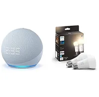 Echo Dot with clock (5th Gen) and Philips Hue white bulb 2-pack: $90.98 now $39.99 at Amazon