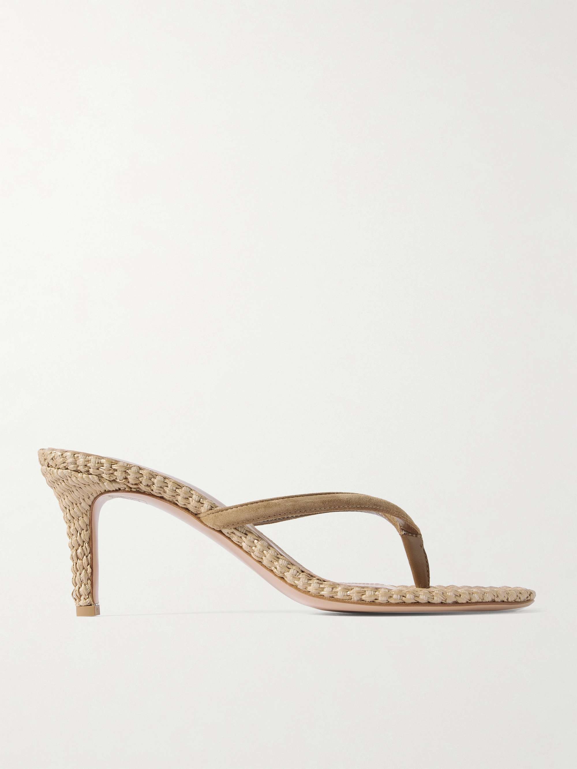 Calypso 80 Suede-Trimmed Raffia Sandals
