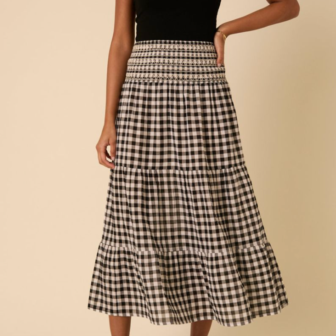 Nobodys Child, Black Gingham Midi Skirt