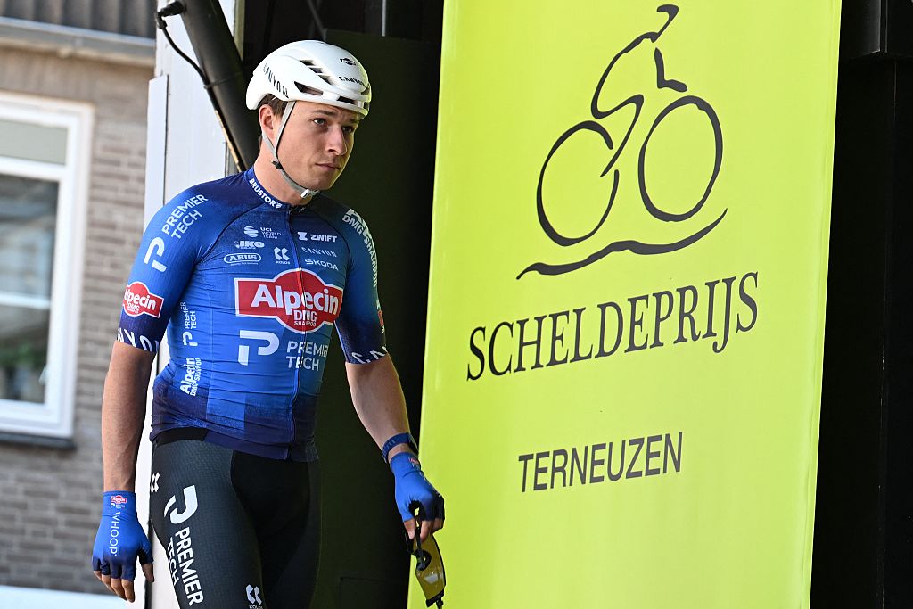Belgian Jasper Philipsen of Alpecin-Premier Tech pictured at the start of the men's race of the Scheldeprijs.