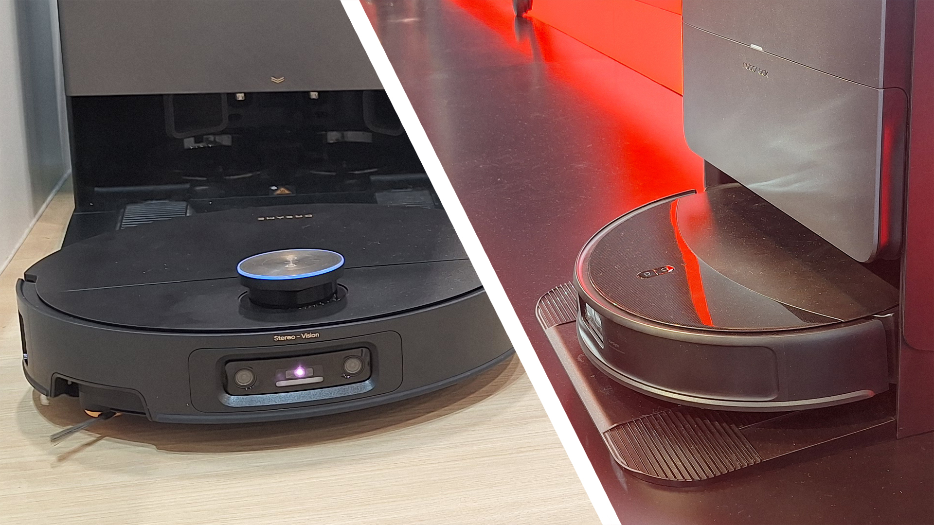 Dreame X60 robot vacuum (left) and Roborock Saros 20 (right)