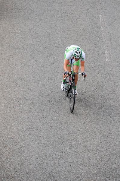 Irish rider Matt Brammeier cuts a lone figure on his attack.