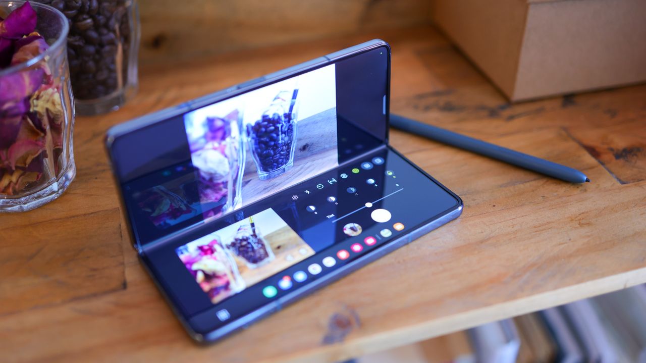 A photo of the Samsung Galaxy Z Fold 4 foldable Android phone